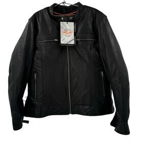 NWT Milwaukee Leather MLL2551 Scooter Black Leather Vented Motorcycle Jacket